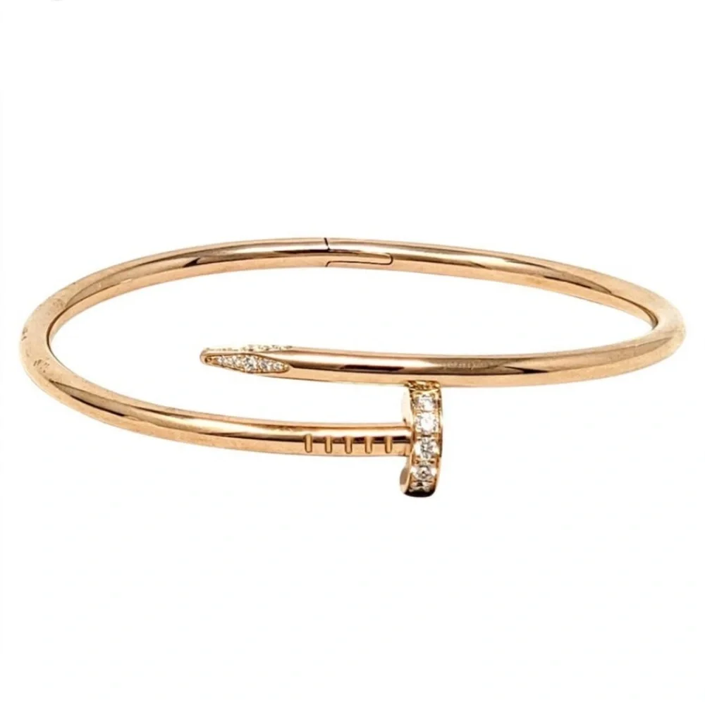 NWOT Elegant Gold Nail-Style Cuff Bracelet W/ Stones. Popular designerclick lock
